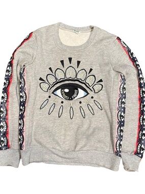 Kenzo Paris Archive Eye Embroidered Grey Slim Fit Crewneck
